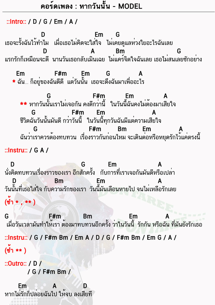 คอร์ดเพลง หากวันนั้น ง่ายๆ