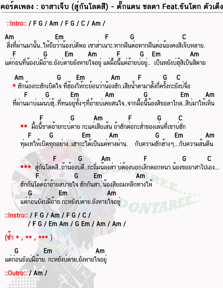 คอร์ดเพลง อาสาเจ็บ (สู่กันโลดสี) ง่ายๆ