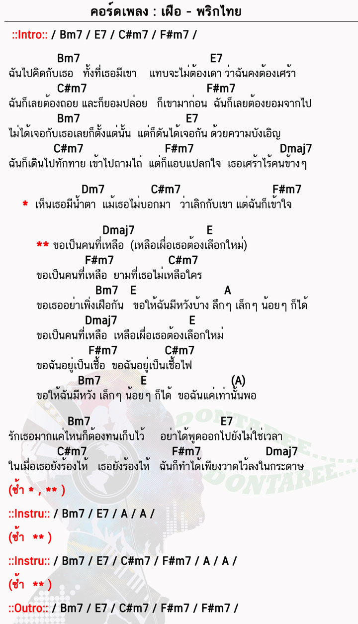 คอร์ดเพลง เฝือ ง่ายๆ