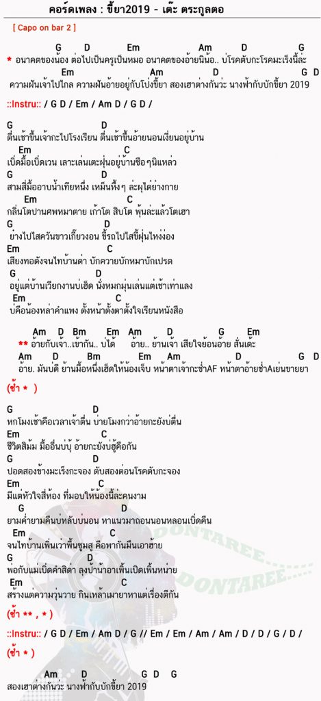 คอร์ดเพลง ขี้ยา2019 ง่ายๆ