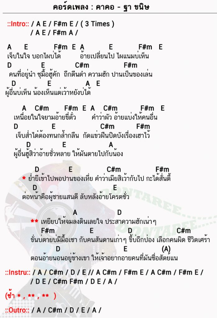 คอร์ดเพลง คาคอ ง่ายๆ