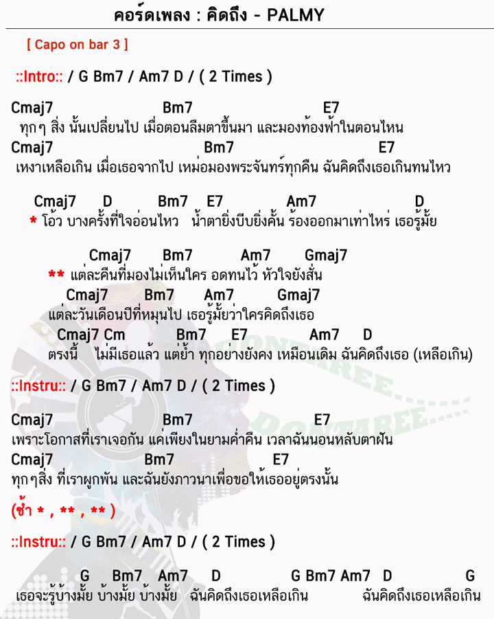 คอร์ดเพลง คิดถึง ง่ายๆ