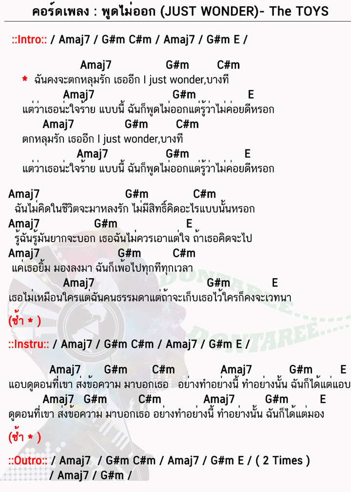 คอร์ดเพลง พูดไม่ออก ง่ายๆ