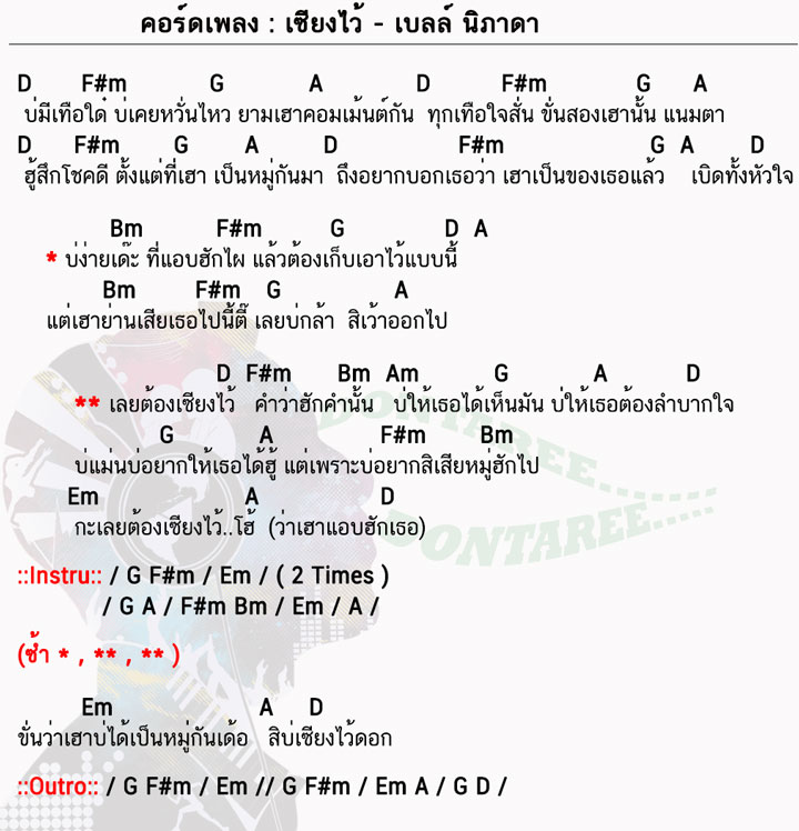 คอร์ดเพลง เซียงไว้ ง่ายๆ