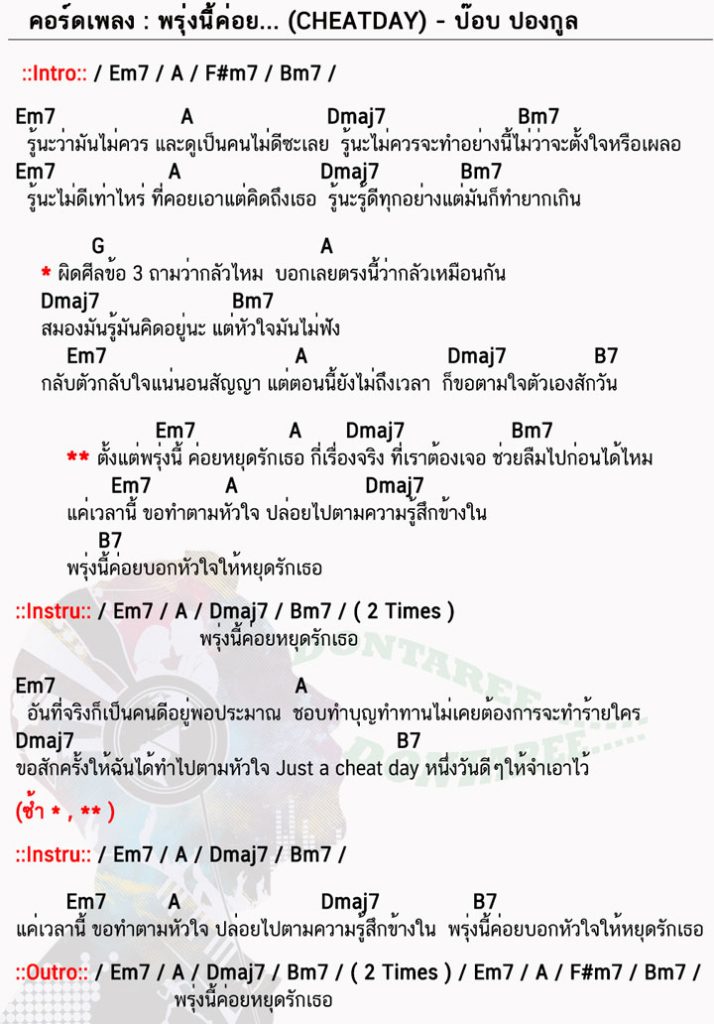 คอร์ดเพลง พรุ่งนี้ค่อย ง่ายๆ