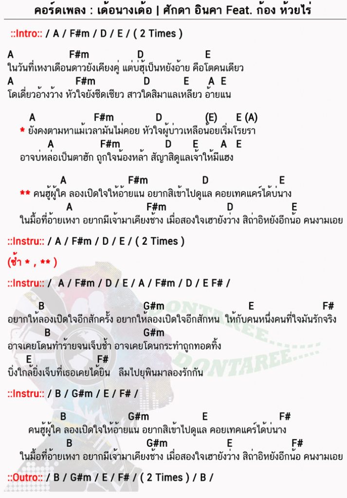 คอร์ดเพลง เด้อนางเด้อ ง่ายๆ