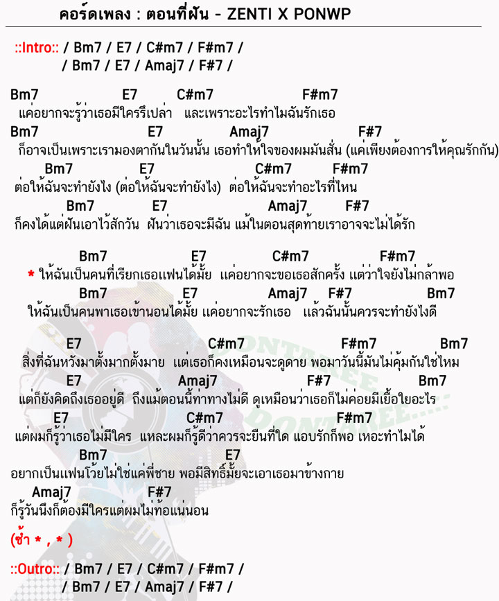 คอร์ดเพลง ตอนที่ฝัน