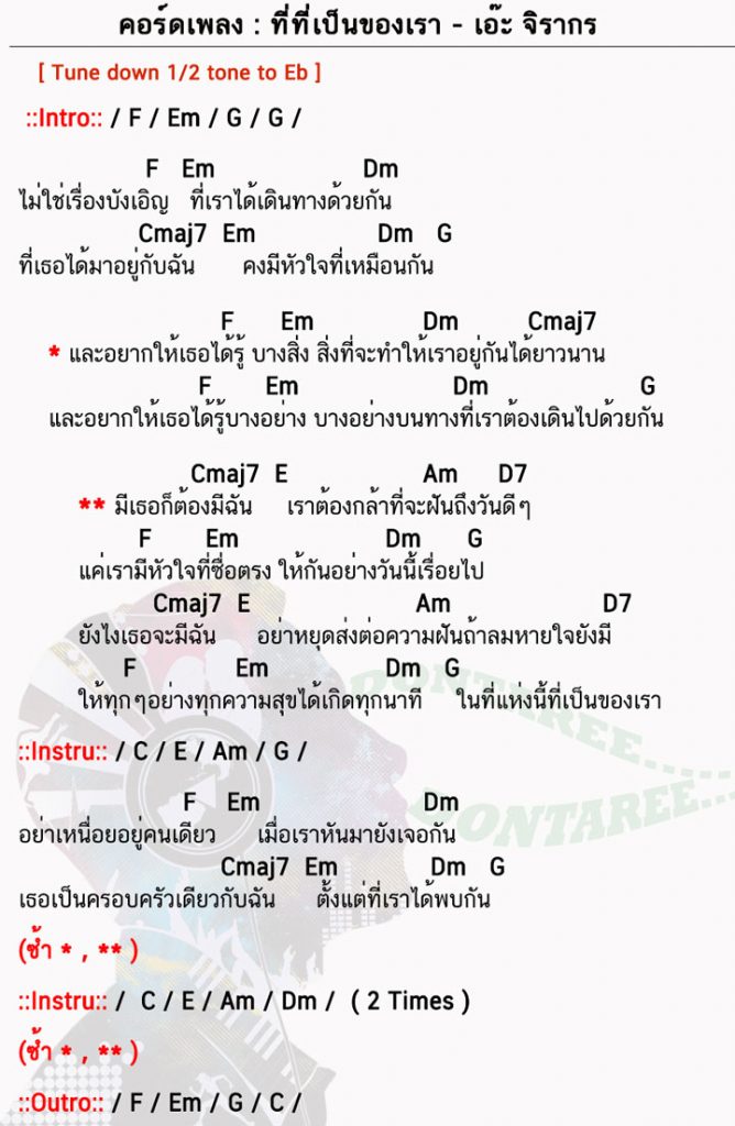 คอร์ดเพลง ที่ที่เป็นของเรา ง่ายๆ