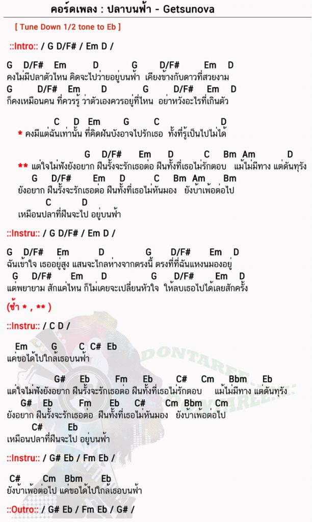 คอร์ดเพลง ปลาบนฟ้า ง่ายๆ