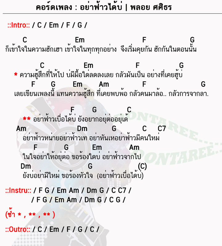 คอร์ดเพลง อย่าฟ้าวได้บ่ ง่ายๆ