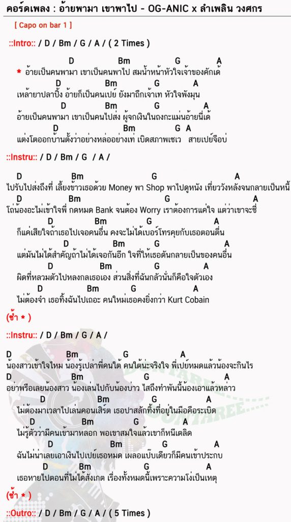 คอร์ดเพลง อ้ายพามา เขาพาไป