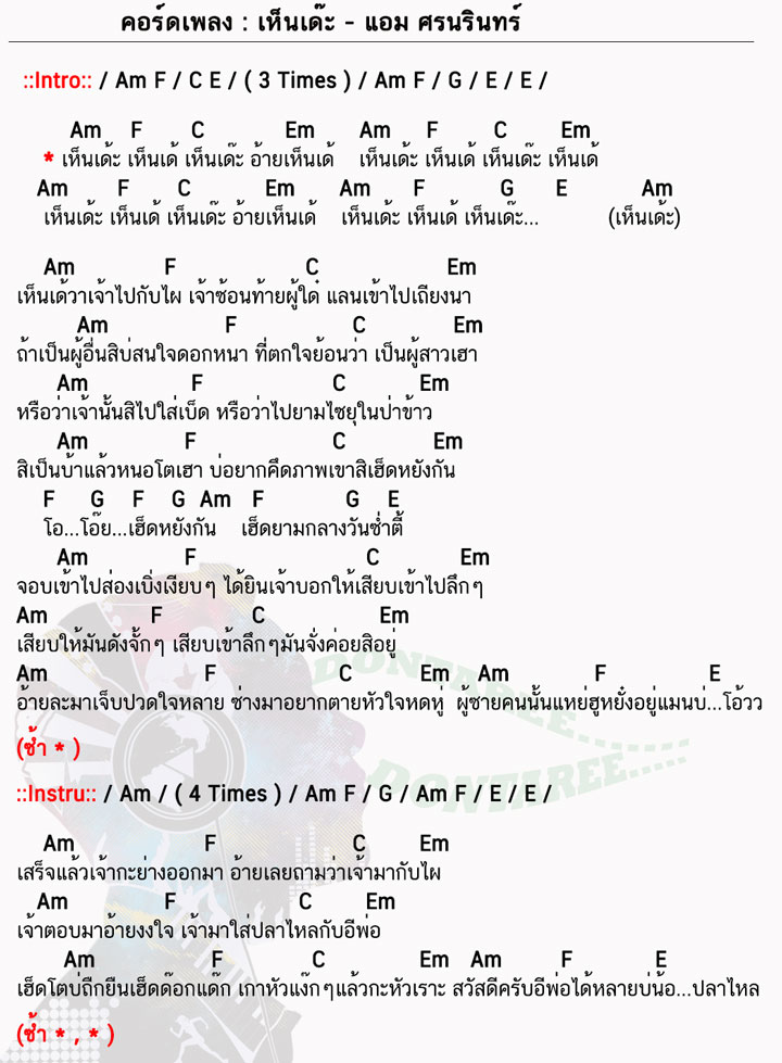 คอร์ดเพลง เห็นเด๊ะ ง่ายๆ