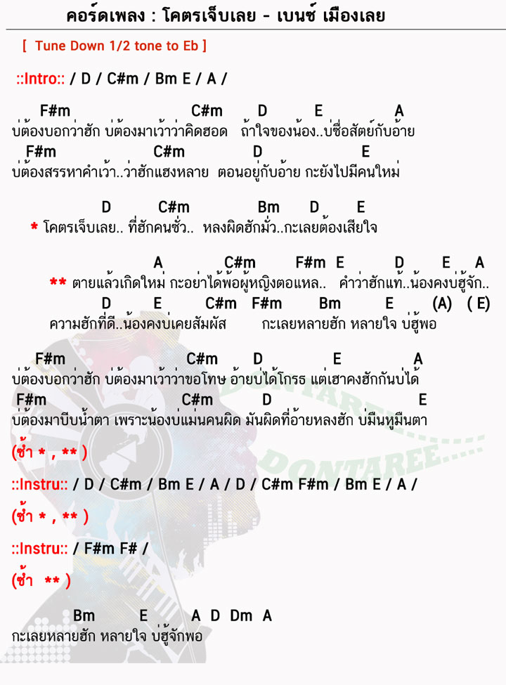 คอร์ดเพลง โคตรเจ็บเลย ง่ายๆ