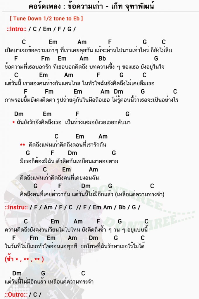 คอร์ดเพลง ข้อความเก่า