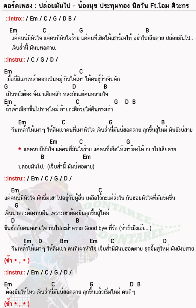 คอร์ดเพลง ปล่อยมันไป