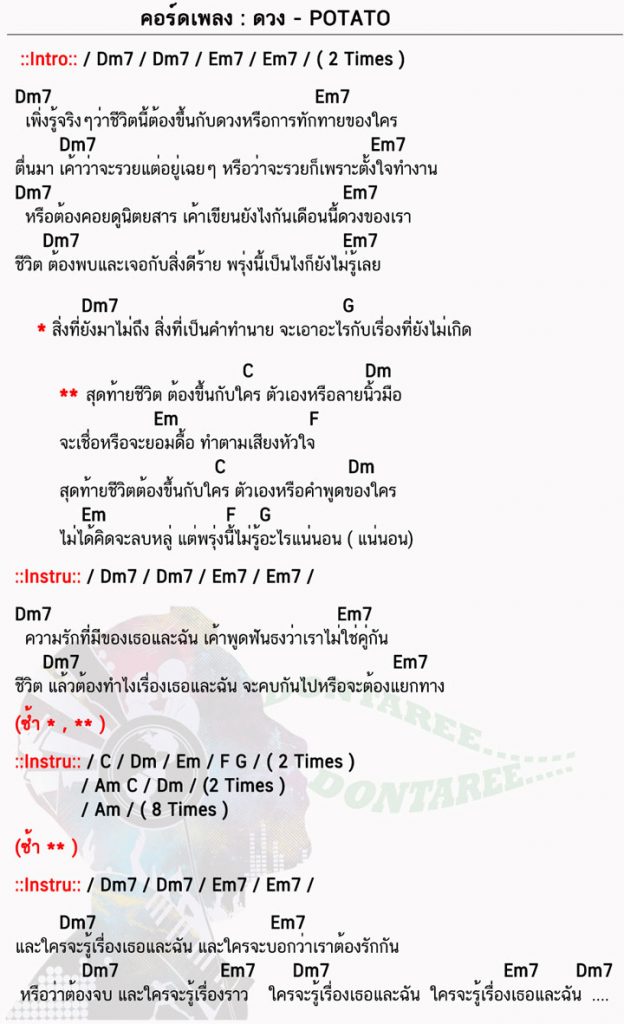 คอร์ดเพลง ดวง ง่ายๆ