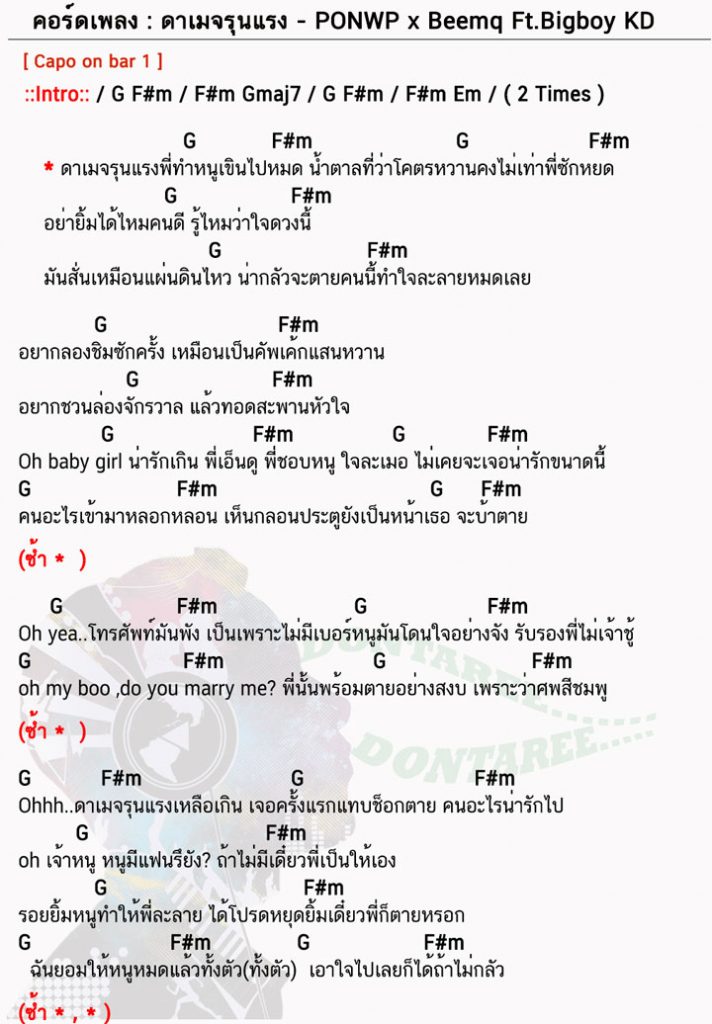 คอร์ดเพลง ดาเมจรุนแรง