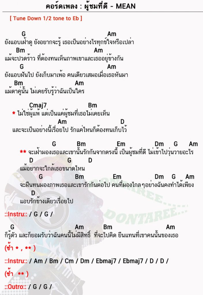 คอร์ดเพลง ผู้ชมที่ดี