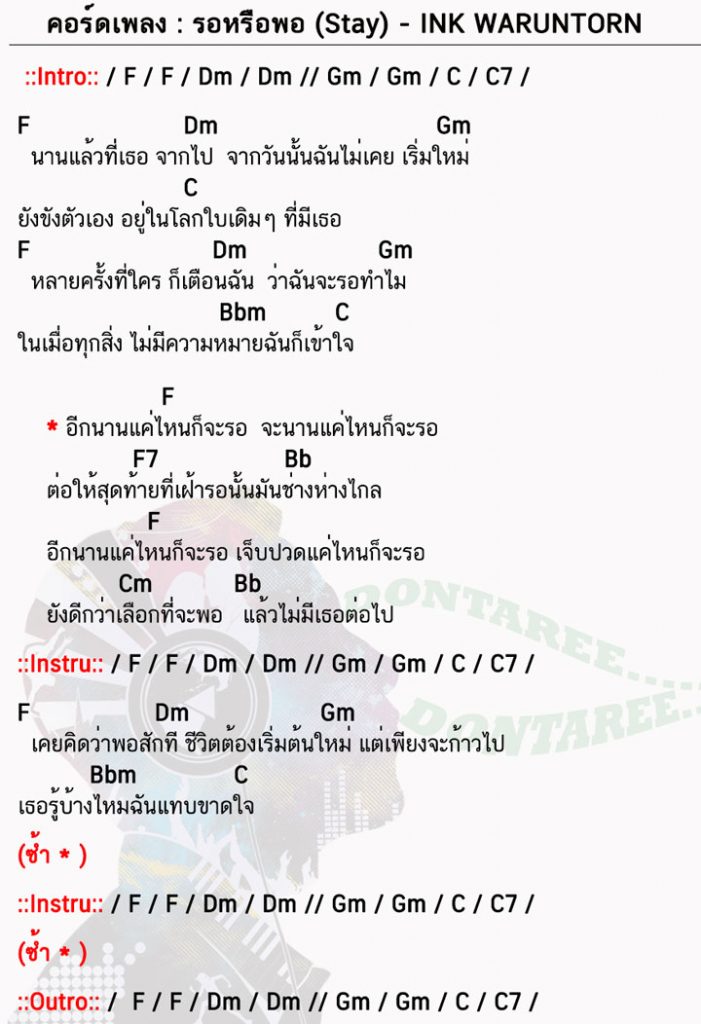 คอร์ดเพลง รอหรือพอ ง่ายๆ