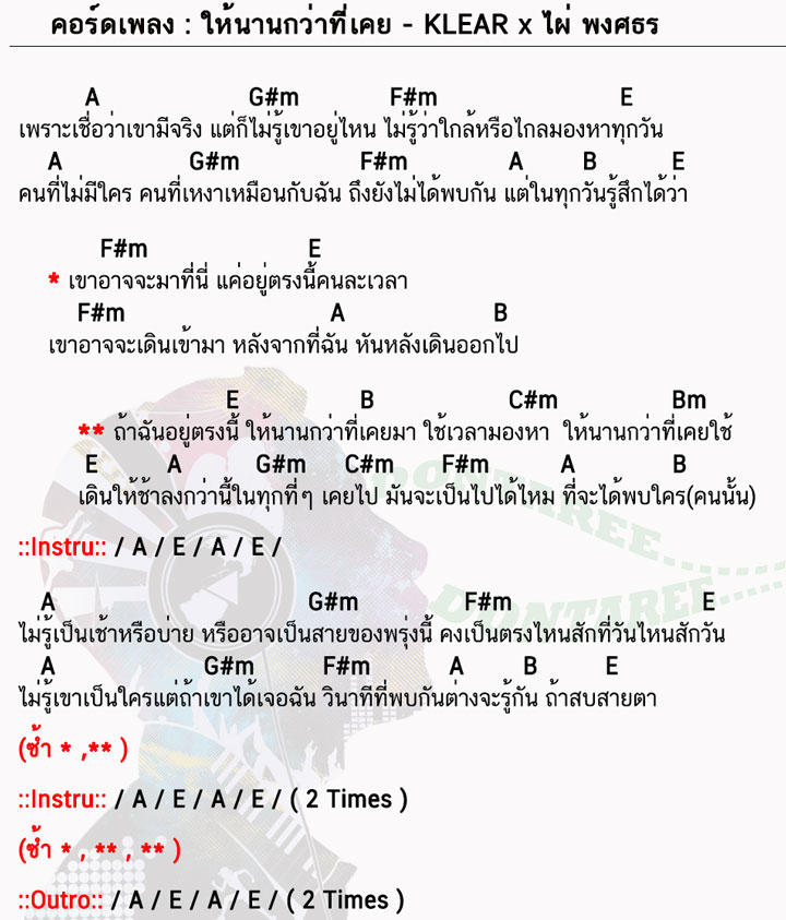 คอร์ดเพลง ให้นานกว่าที่เคย