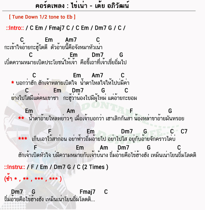 คอร์ดเพลง ไข่เน่า ง่ายๆ