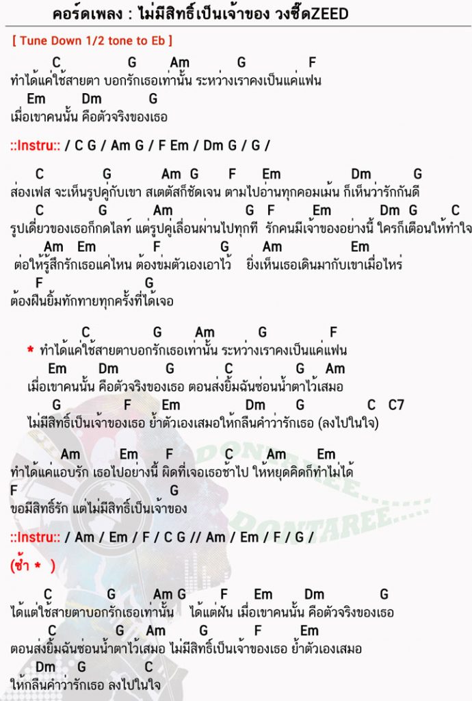 คอร์ดเพลง ไม่มีสิทธิ์​เป็น​เจ้าของ