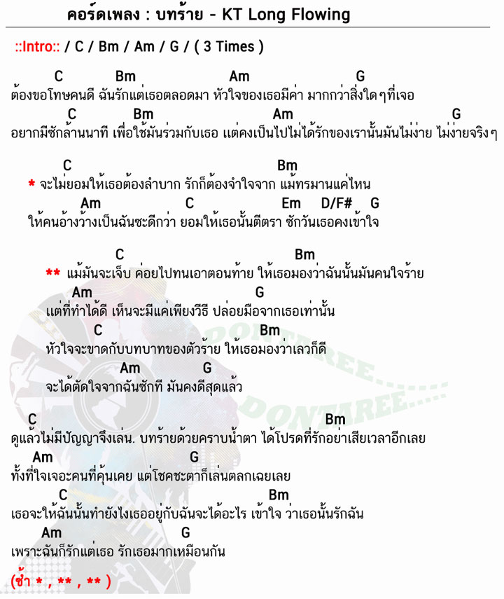 คอร์ดเพลง บทร้าย