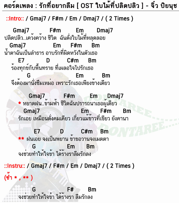 คอร์ดเพลง รักที่อยากลืม