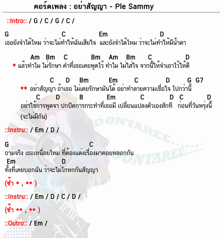 คอร์ดเพลง อย่าสัญญา