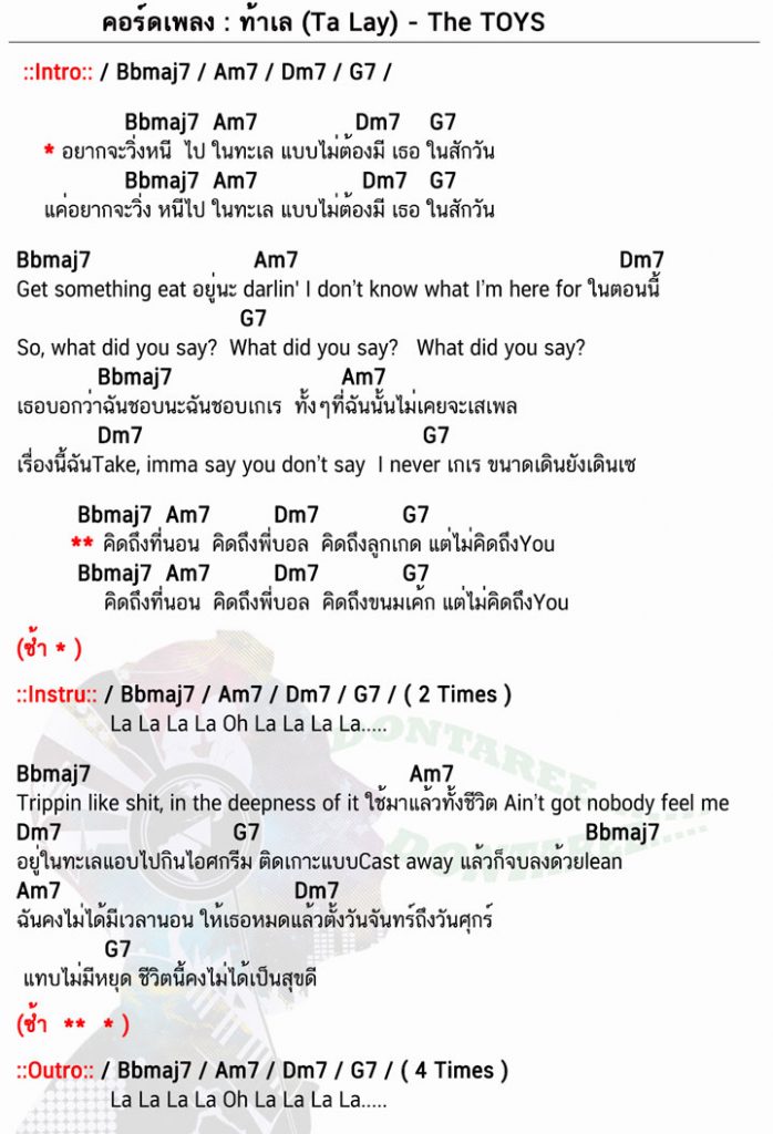 คอร์ดเพลง ท้าเล