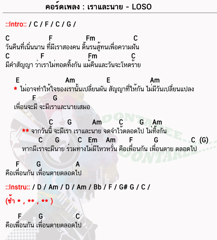 คอร์ดเพลง เราและนาย