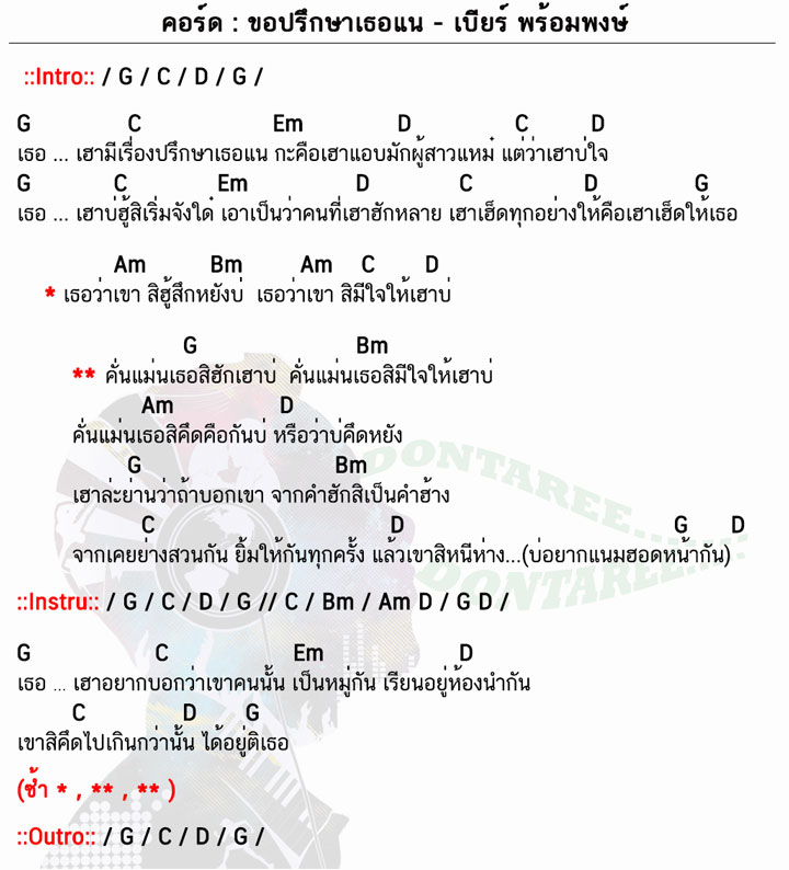 คอร์ดเพลง ขอปรึกษาเธอแน