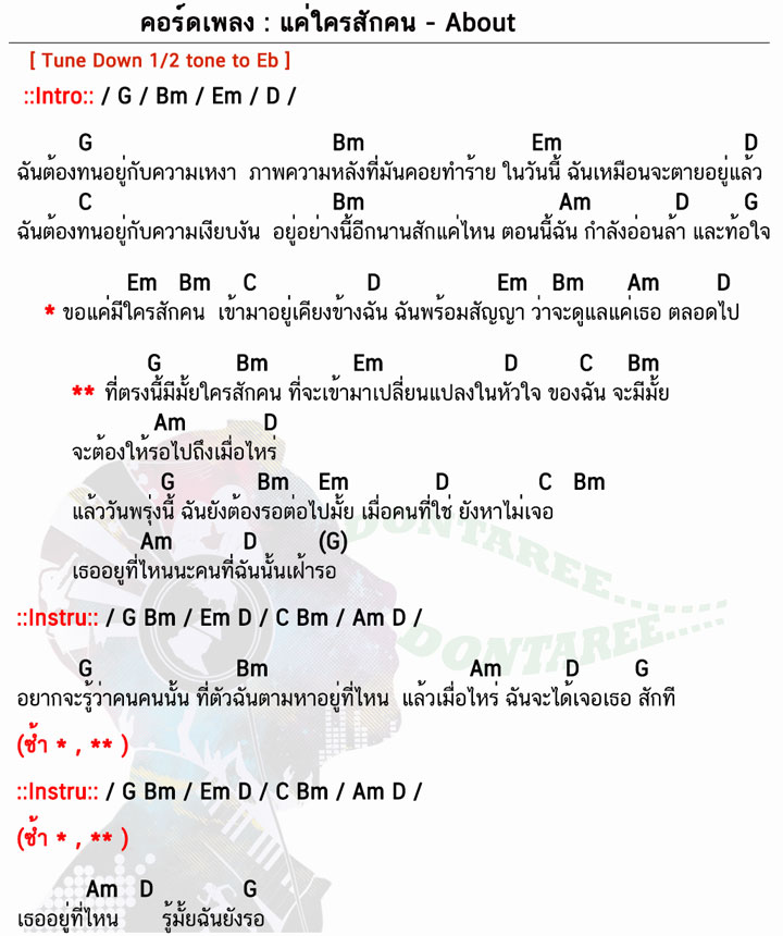 คอร์ดเพลง แค่ใครสักคน