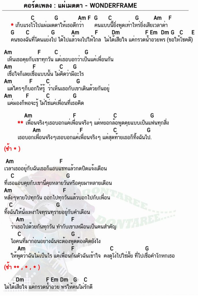 คอร์ดเพลง แผ่เมตตา