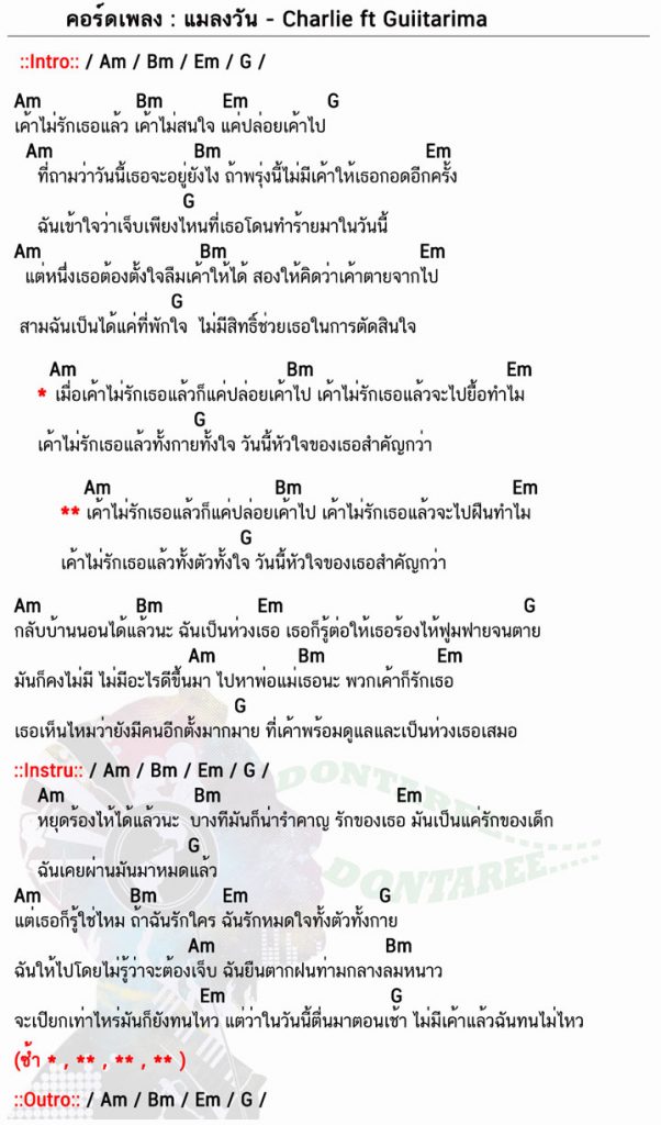 คอร์ดเพลง แมลงวัน