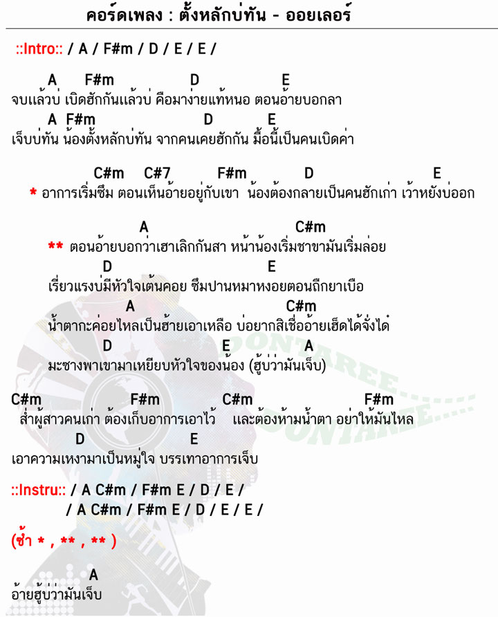 คอร์ดเพลง ตั้งหลักบ่ทัน