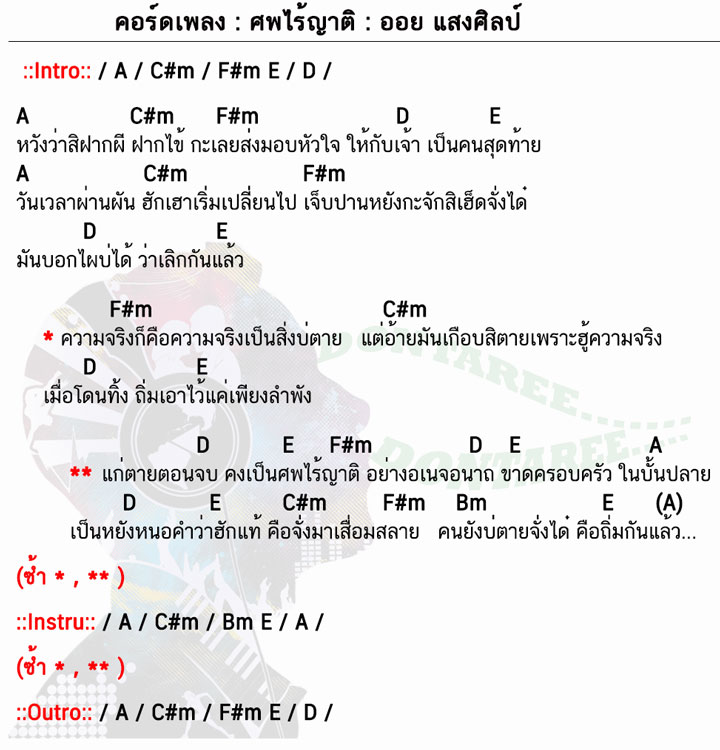 คอร์ดเพลง ศพไร้ญาติ