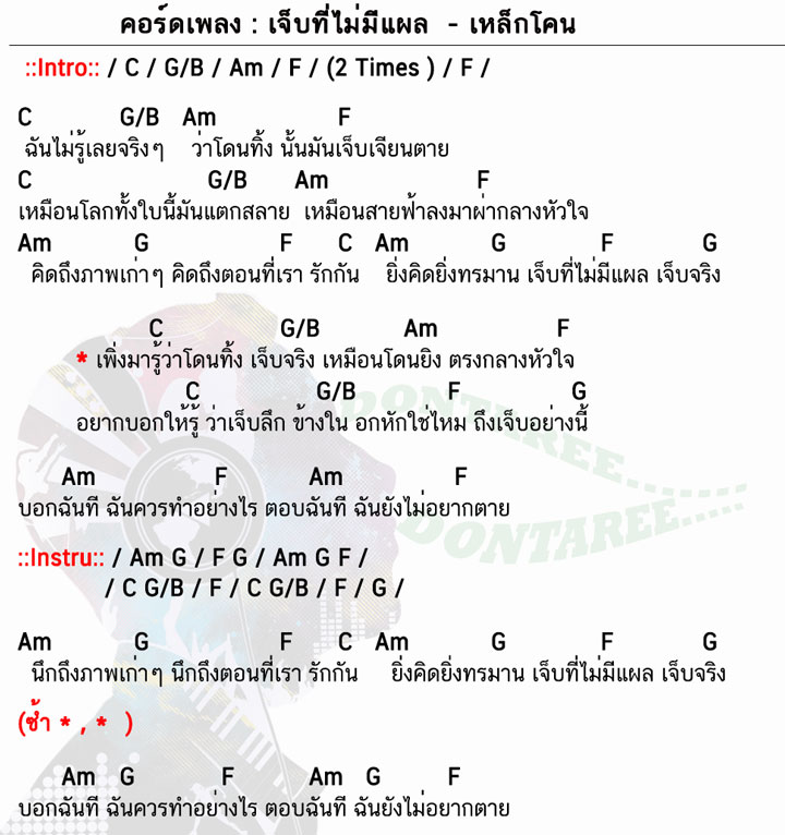 คอร์ดเพลง เจ็บที่ไม่มีแผล