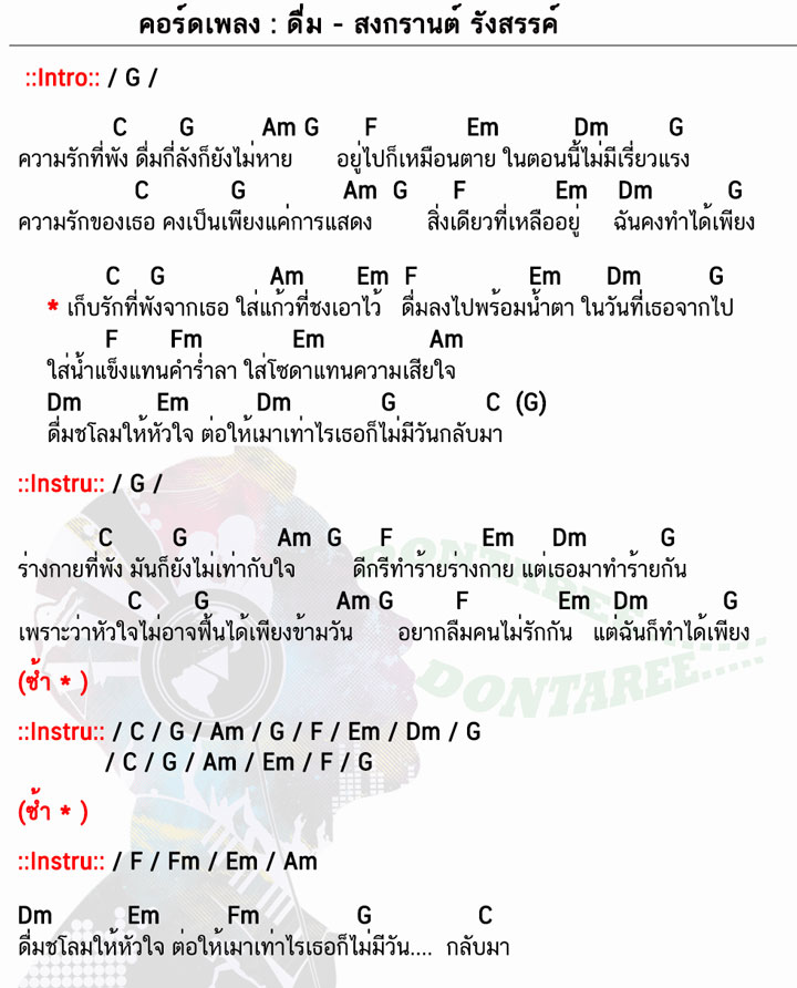 คอร์ดเพลง ดื่ม