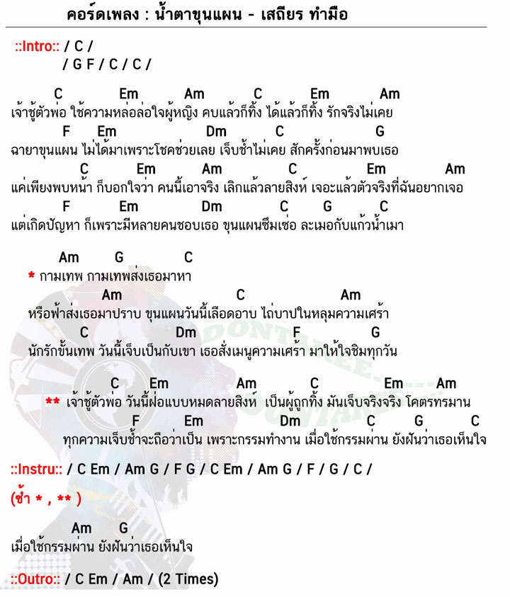 คอร์ดเพลง น้ำตาขุนแผน