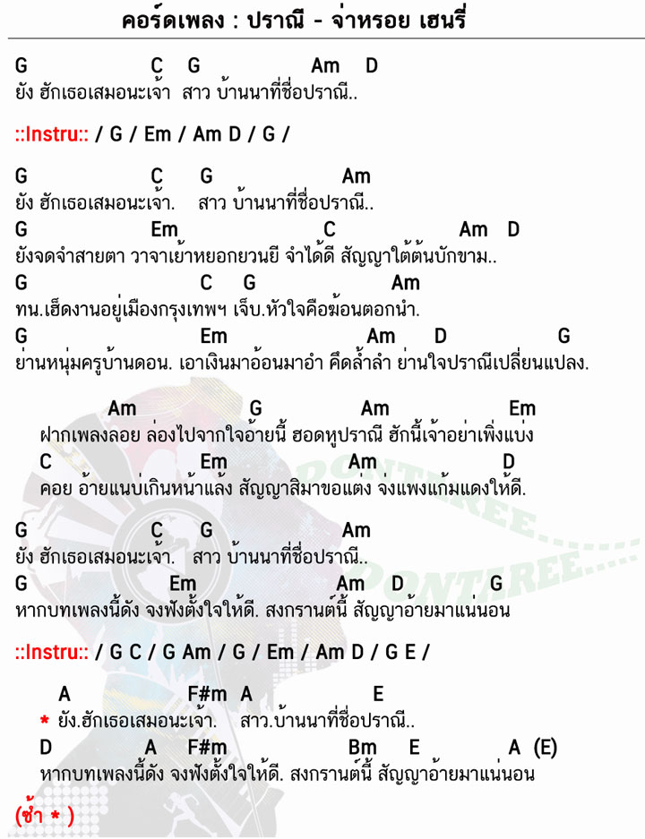 คอร์ดเพลง ปราณี