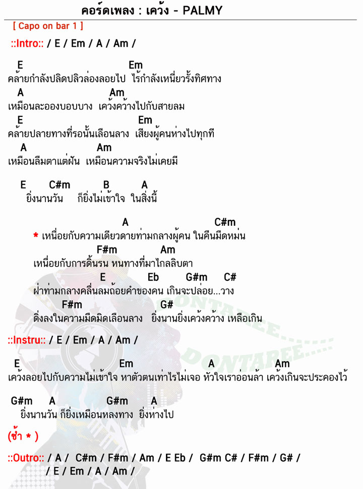 คอร์ดเพลง เคว้ง