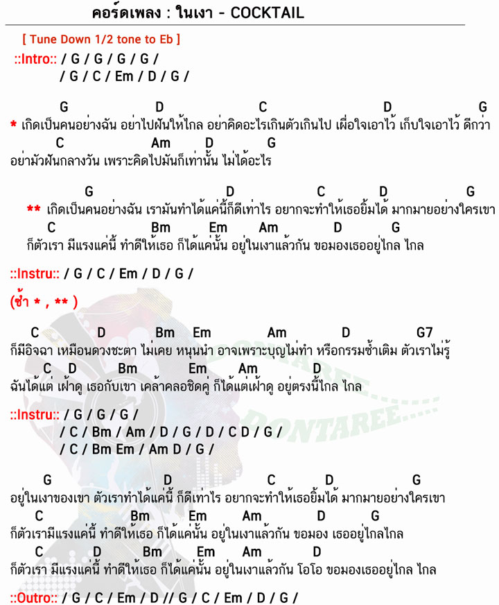 คอร์ดเพลง ในเงา