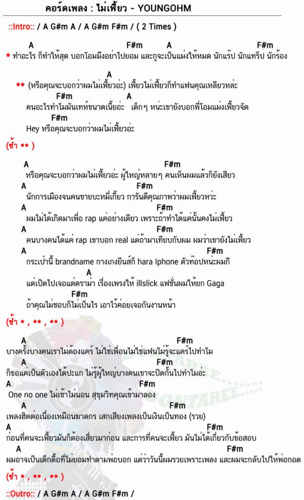 คอร์ดเพลง ไม่เฟี้ยว