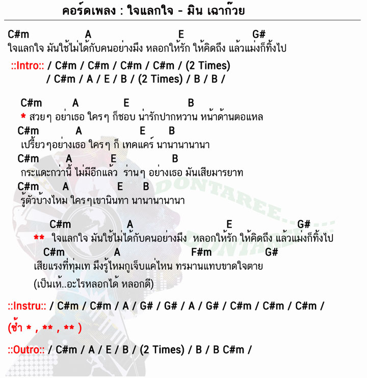 คอร์ดเพลง ใจแลกใจ