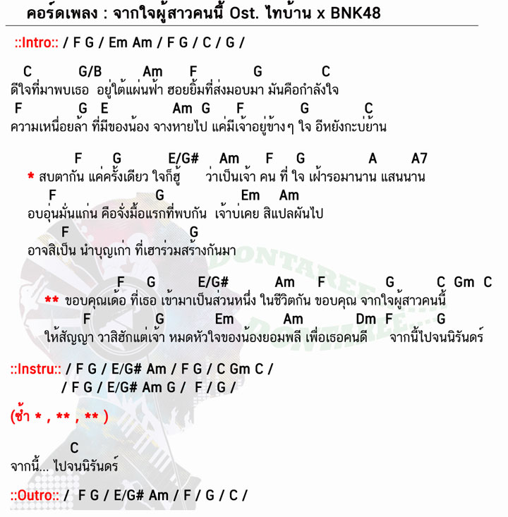 คอร์ดเพลง จากใจผู้สาวคนนี้