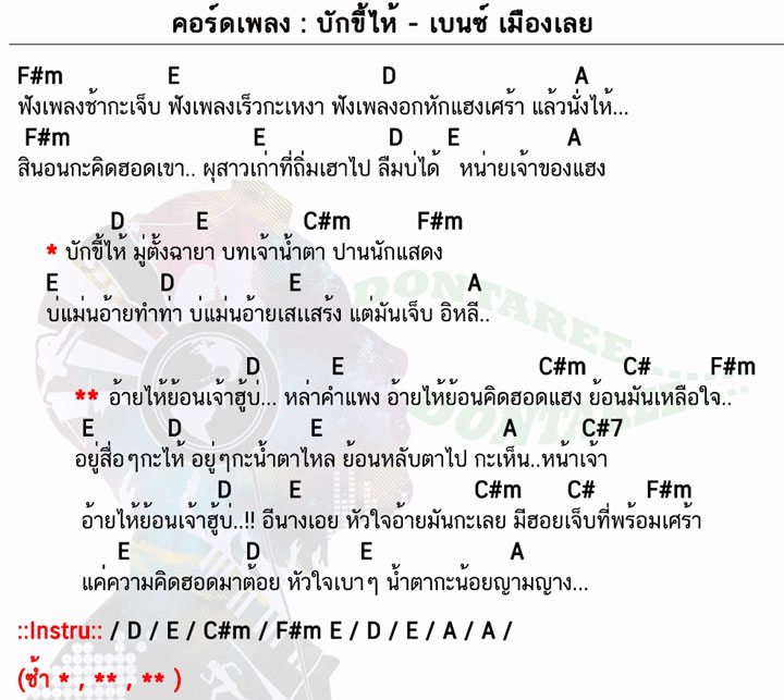 คอร์ดเพลง บักขี้ไห้