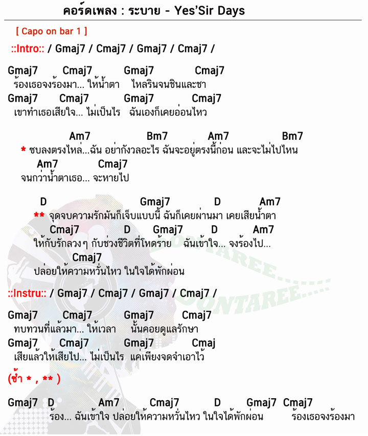 คอร์ดเพลง ระบาย