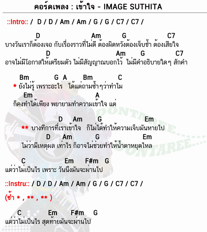 คอร์ดเพลง เข้าใจ