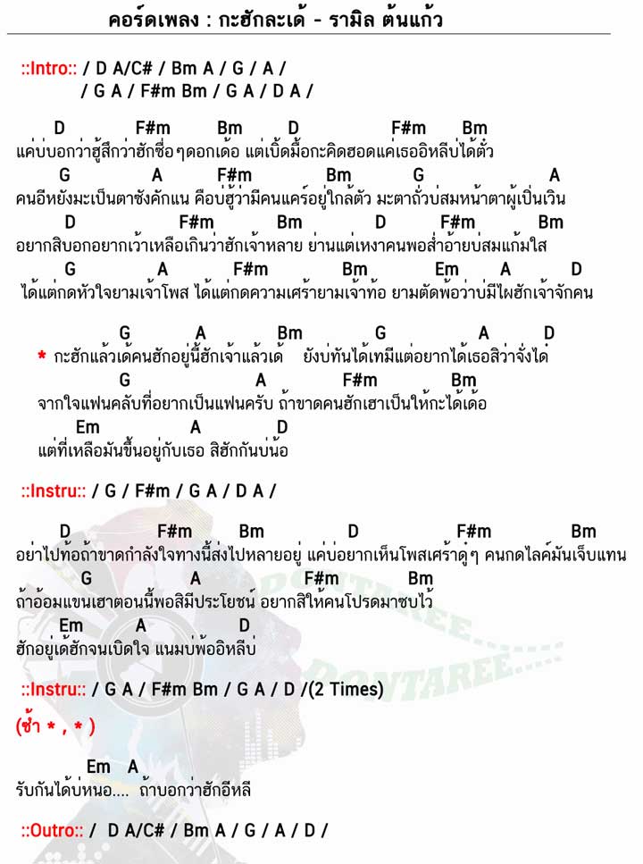 คอร์ดเพลง กะฮักละเด้